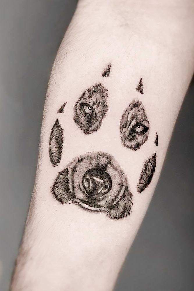 small wolf paw tattoo