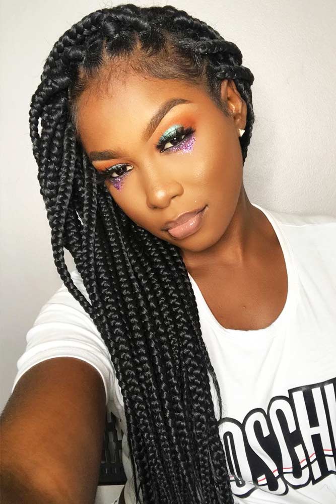 box braids side part