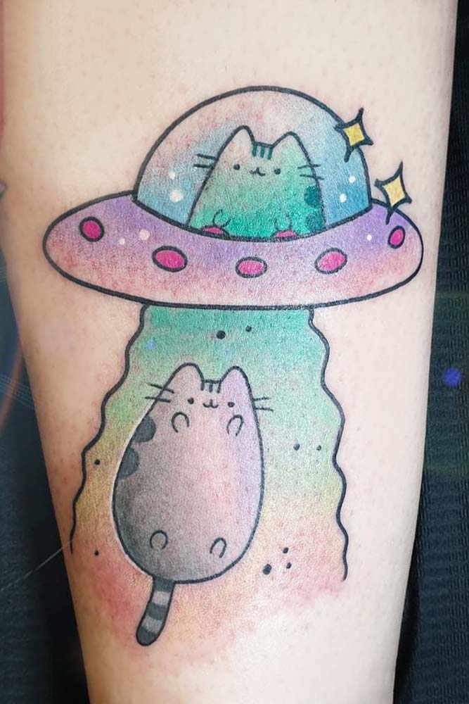 Cute Alien Cartoon Cats #cartooncattattoo