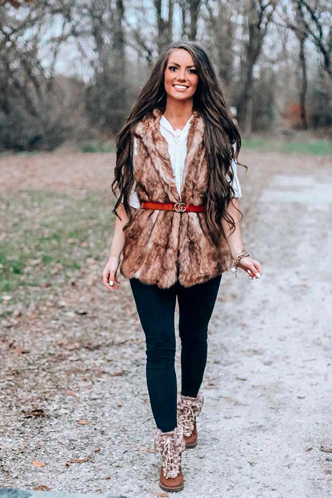 Elegant Belted Faux Fur Vest #fauxfurvest #furvest