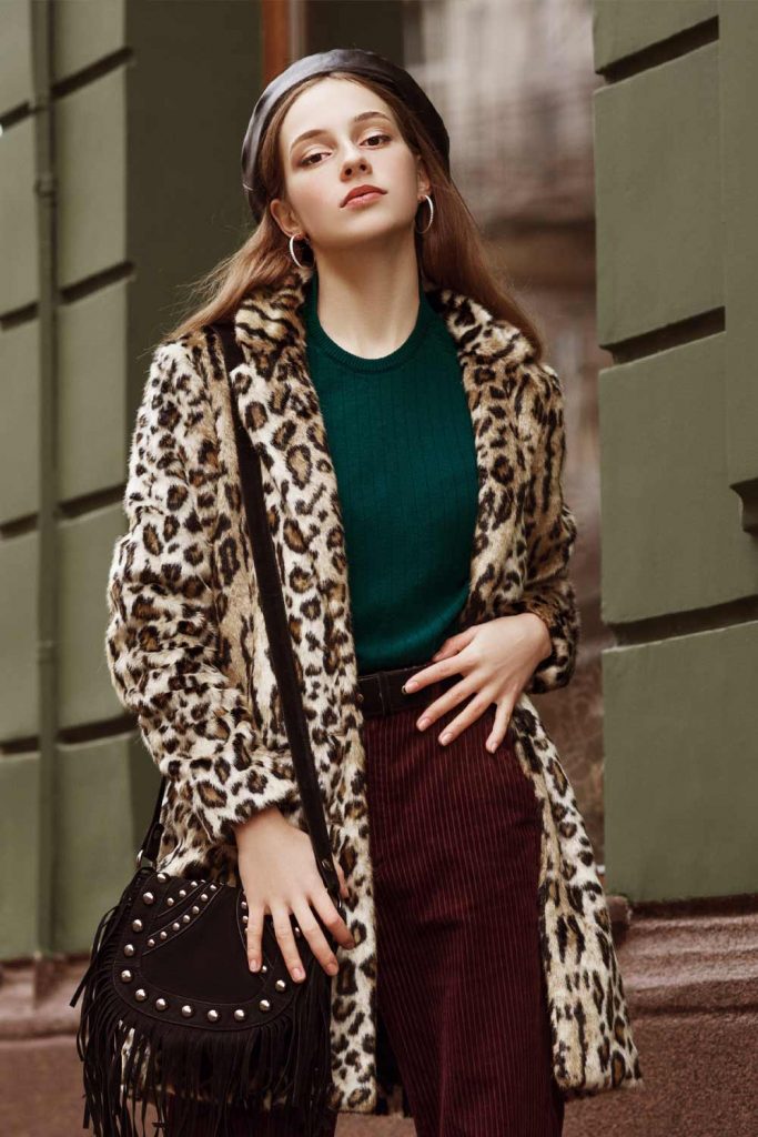 Leopard Print Faux Fur Coat