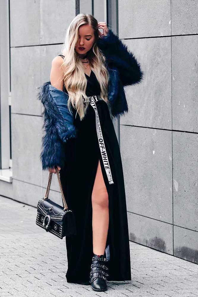 Fur coat 2024 with dress