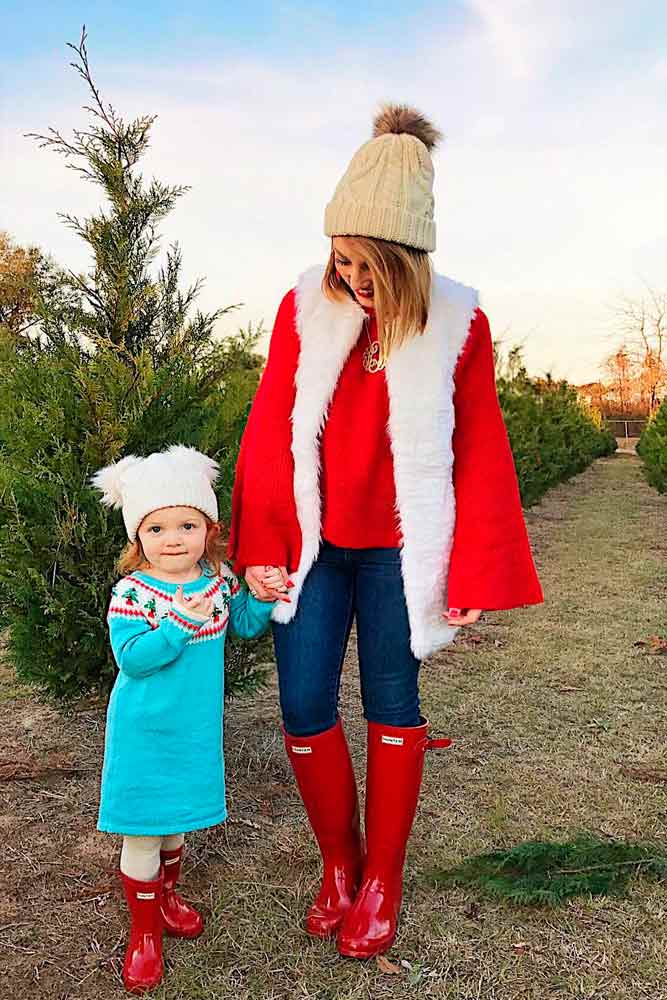 Christmas Themed Outfits With Red And White Colors #fauxfurvest #furvest