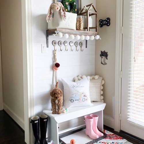 Mudroom Bench With Pillow Surface In Kids Room #kidsspace #spacestorage