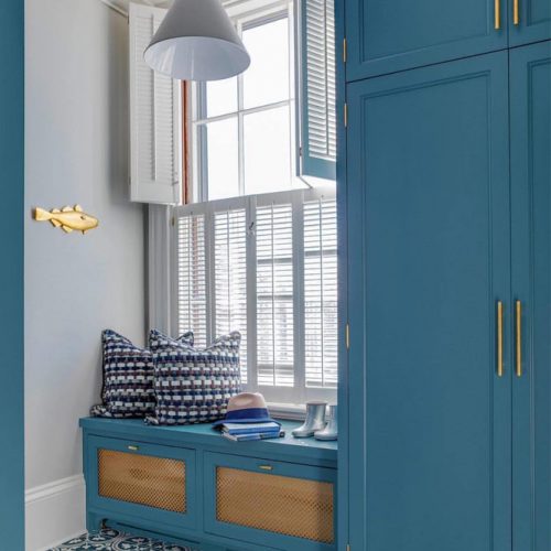 Small Mudroom With Lockers Near The Window #mudroomwithwindow