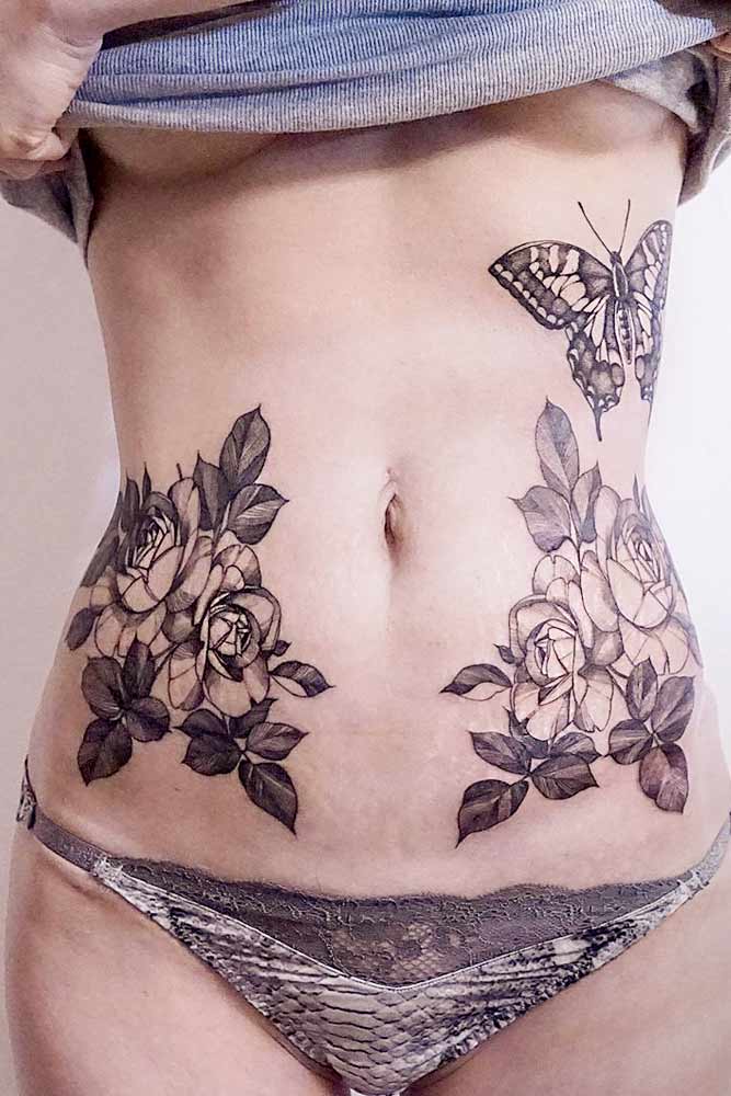 Think about job before choose tattoo placement #flowertattoo #bellytattoo