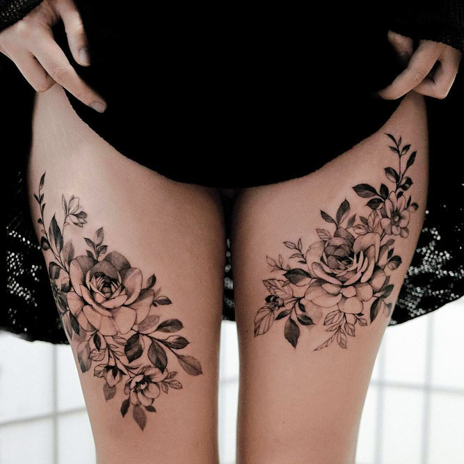 Think of the place where you can hide tattoo with outfits #flowertattoo #legtattoo