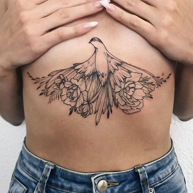 Avoid bony areas to make your session less painful #sternumtattoo #birdtattoo