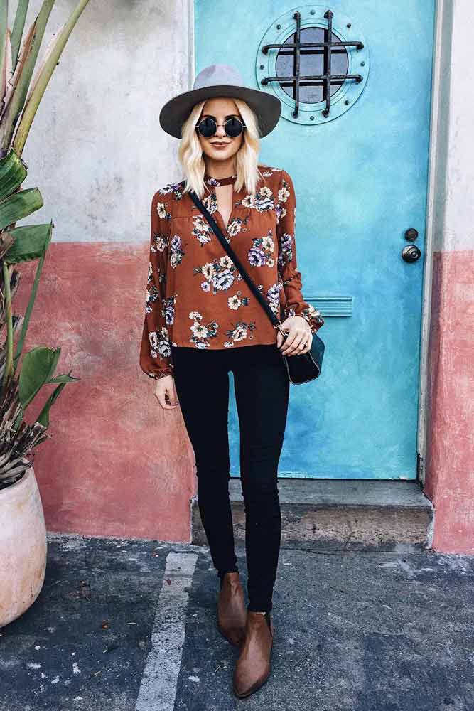 Hat And Brown Blouse #hat