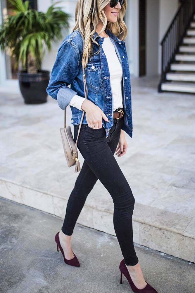 Black Jeans With Denim Jacket #denimjacket