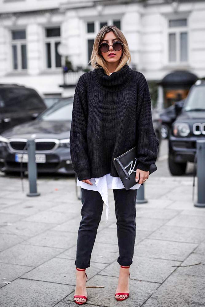 Oversize Sweater With Shirt Underneath #oversizesweater