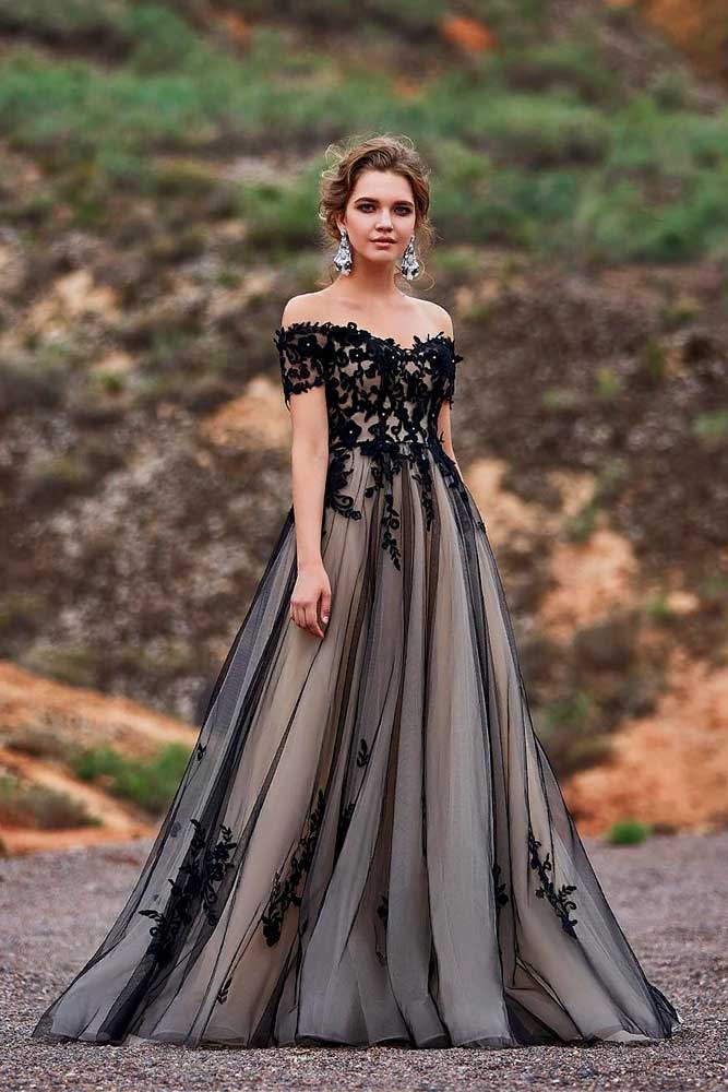 Wedding Gown Black And Champagne Combo #champagegown #blackweddinggown