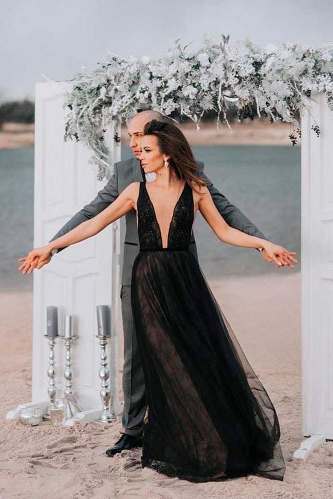 Sexy black cheap wedding dress