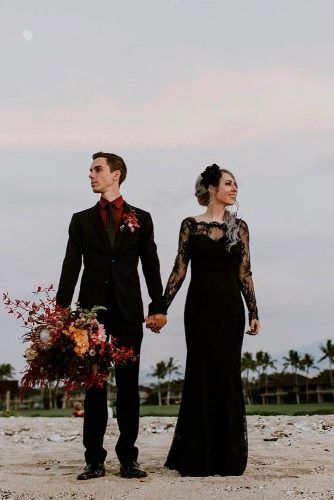 black fitted wedding dress