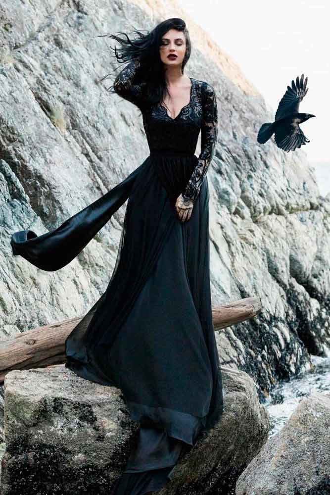 Black wedding outlet dresses with sleeves