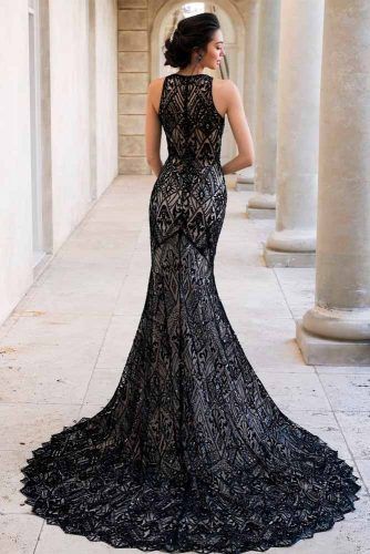 wedding dress with black accents