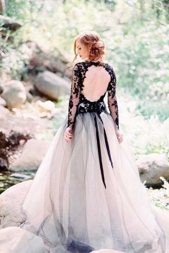 black wedding dress with white lace