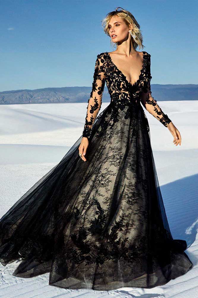 elegant black and gold wedding dress