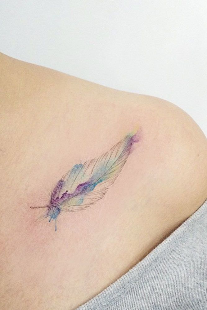 Watercolor Feather Tattoo #watercolortattoo