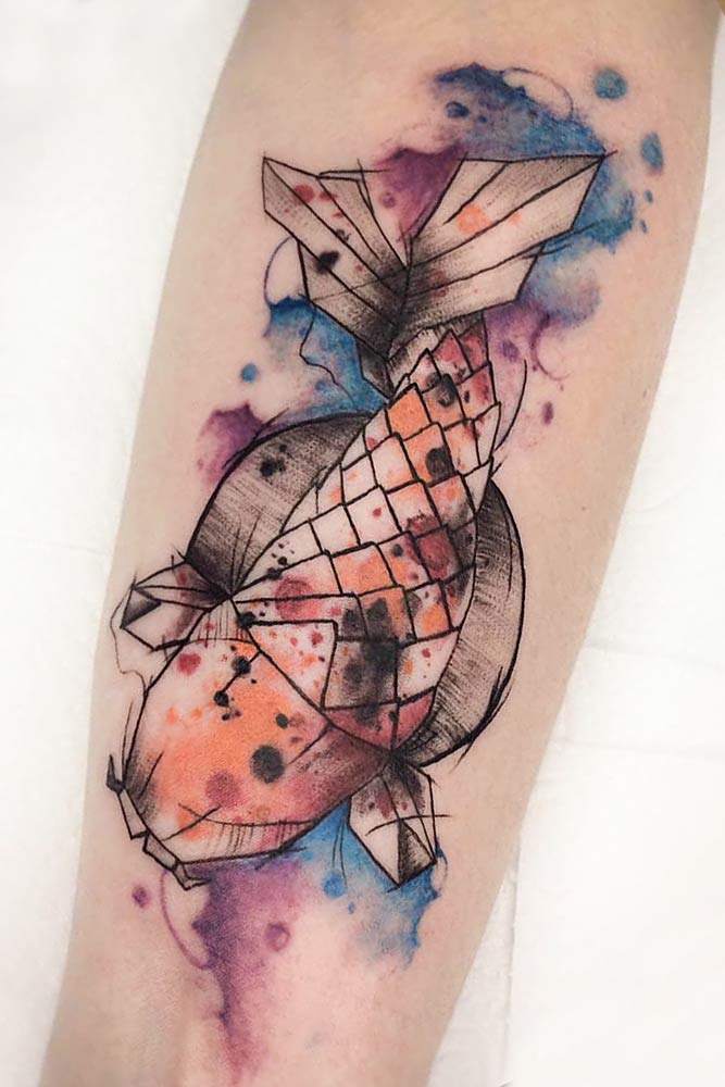 Watercolor Koi Fish Tattoo Design #watercolortattoo