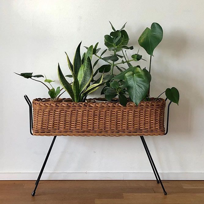 Vintage Wood Plant Stand #wickerwork