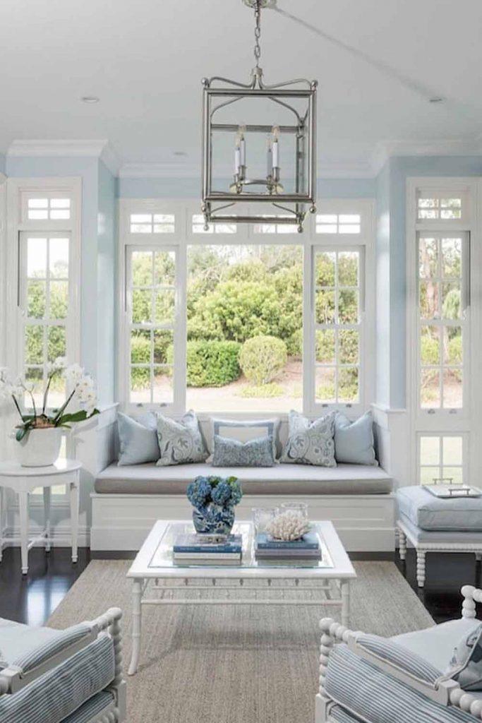 Sunroom In French Style With Classy Furniture #frenchstyle #bluecolor