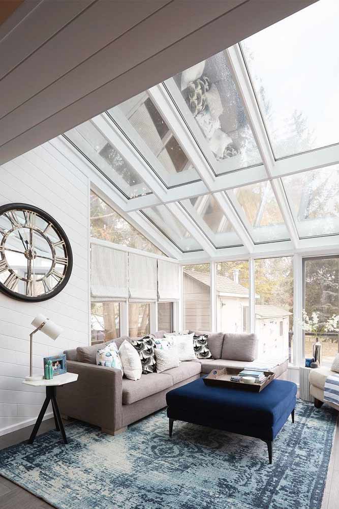 Straight Eave Sunroom With Modern Furniture #glass #modernsunroom