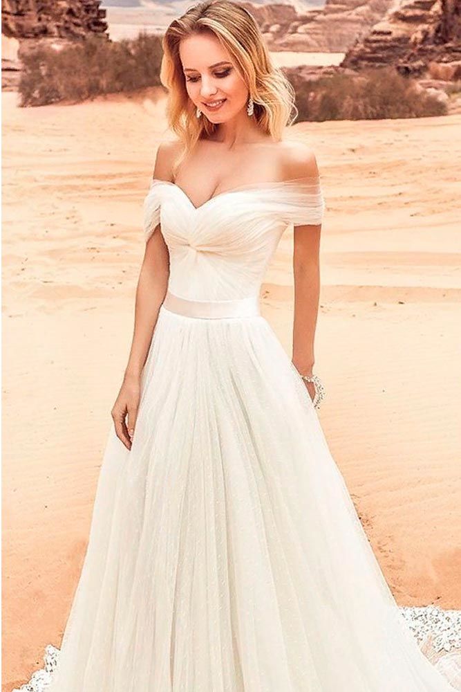 Awesome Tulle Off-The-Shoulder Beach Wedding Dress #tulleweddingdress #classicweddingdress