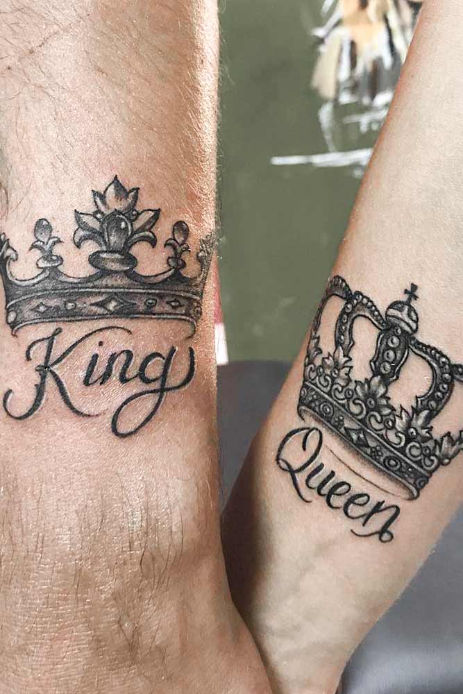 Design de tatuagens de coroa de casal #crowntattoo #kingtattoo #queentattoo