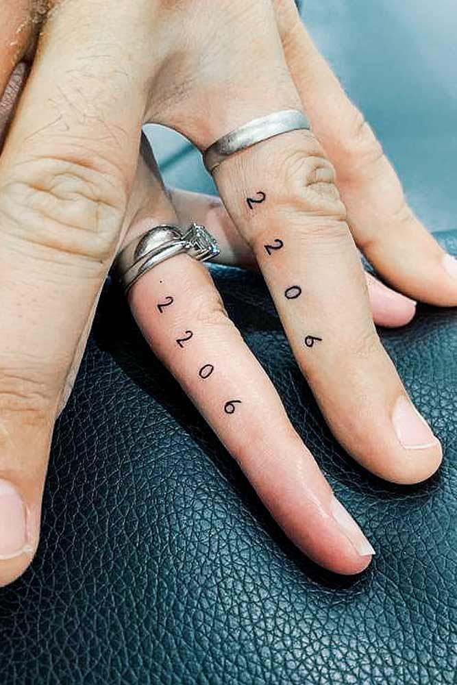 Married Couple Tattoos With Dates #datetattoo #fingertattoo #tinytattoo