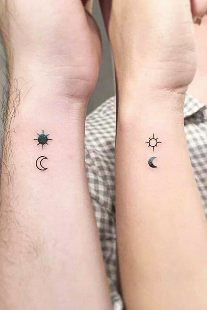 Couple Tattoos Small Designs #moontattoo #suntattoo
