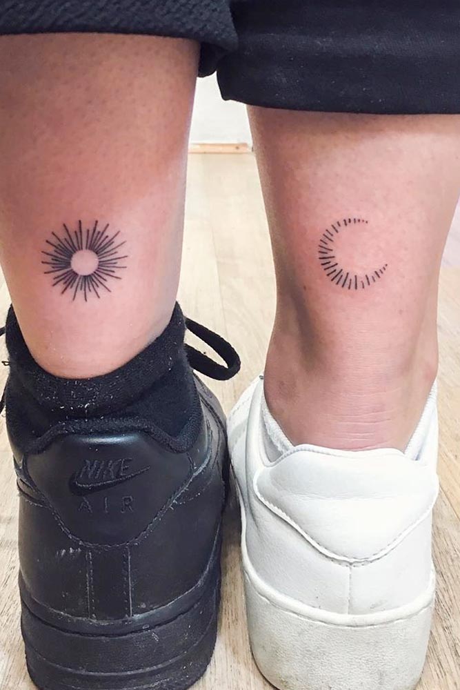 Sun And Moon Couple Tattoos #sunandmoontattoo #suntattoo #moontattoo