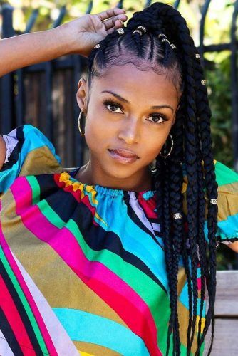 Fulani Braids Into High Pony #braids #updo #ponytail