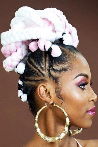 Bun With Kanekalon Hair #updo #bun #braids