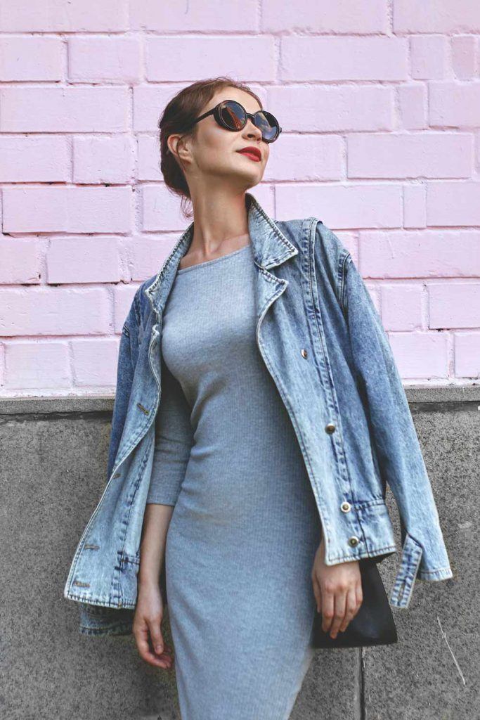 Denim jacket clearance and long dress