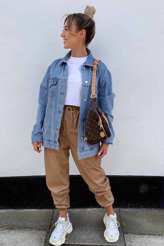 Outfit ideas with hot sale oversized denim jacket