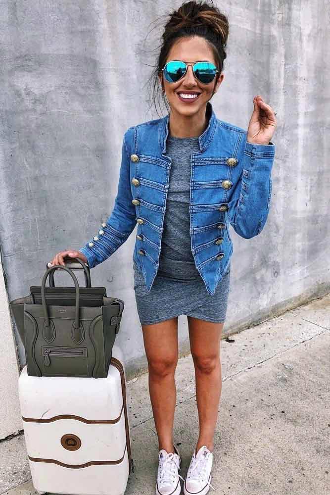 T-shirt Bodycon Dress With Jean Jacket #tshirtdress #casualdress