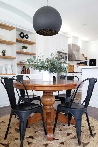 Farm table with online metal chairs