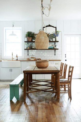 Wooden Rustic Table With Chairs And Bench Set #bench #chairs