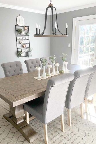 Wood Table With Soft Chairs In Modern Style #softchairs #modernfarmhousetable