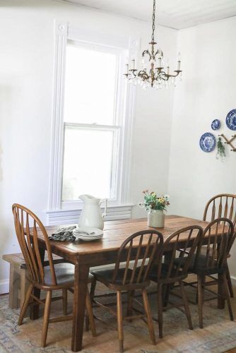 Simple Wood Table Design With Vintage Chairs #rustictable