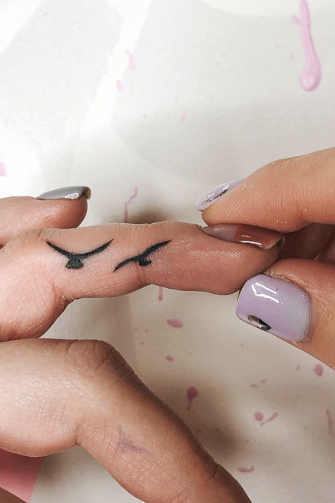 Small Hided Finder Tattoo With Birds #birdstattoo 
