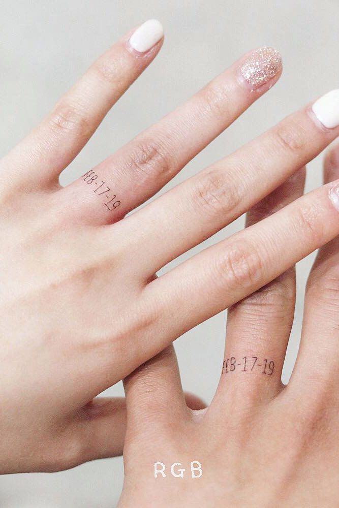 Finger Tattoos With Special Date #weddingtattoo #meaningfultattoo