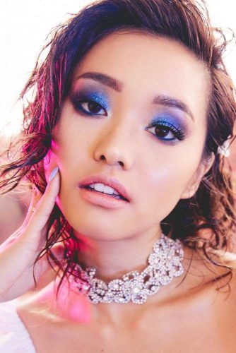 Deep Blue Smokey With Nude Lips #glittersmokey