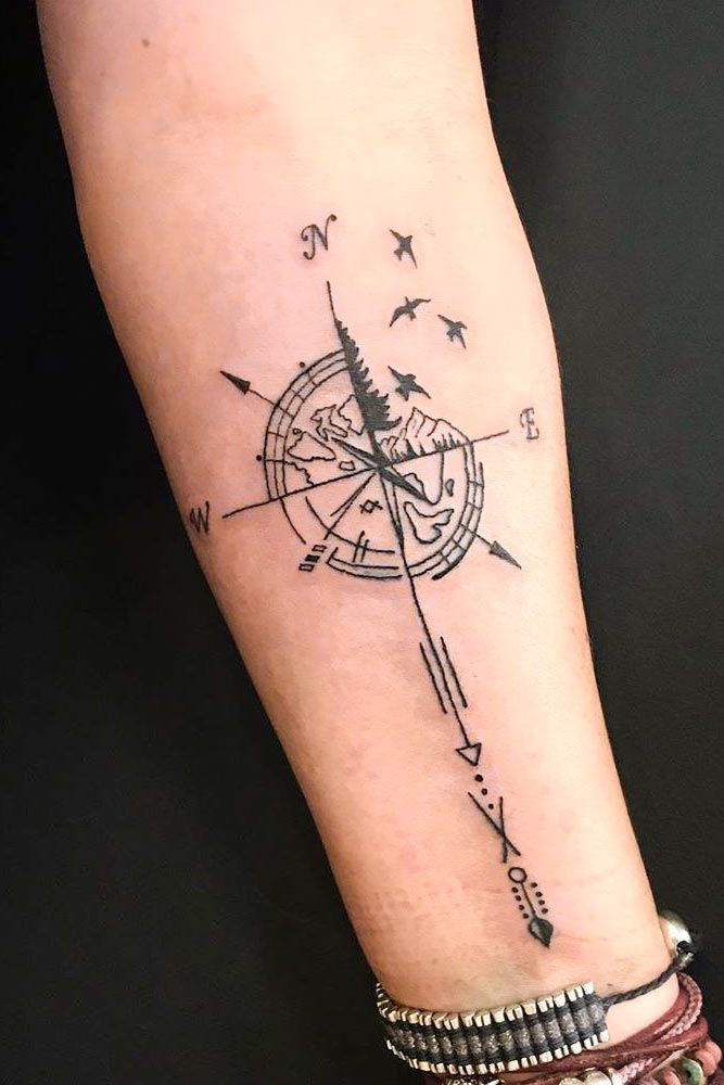 Compass Forearm Tattoo Design #forearmtattoo
