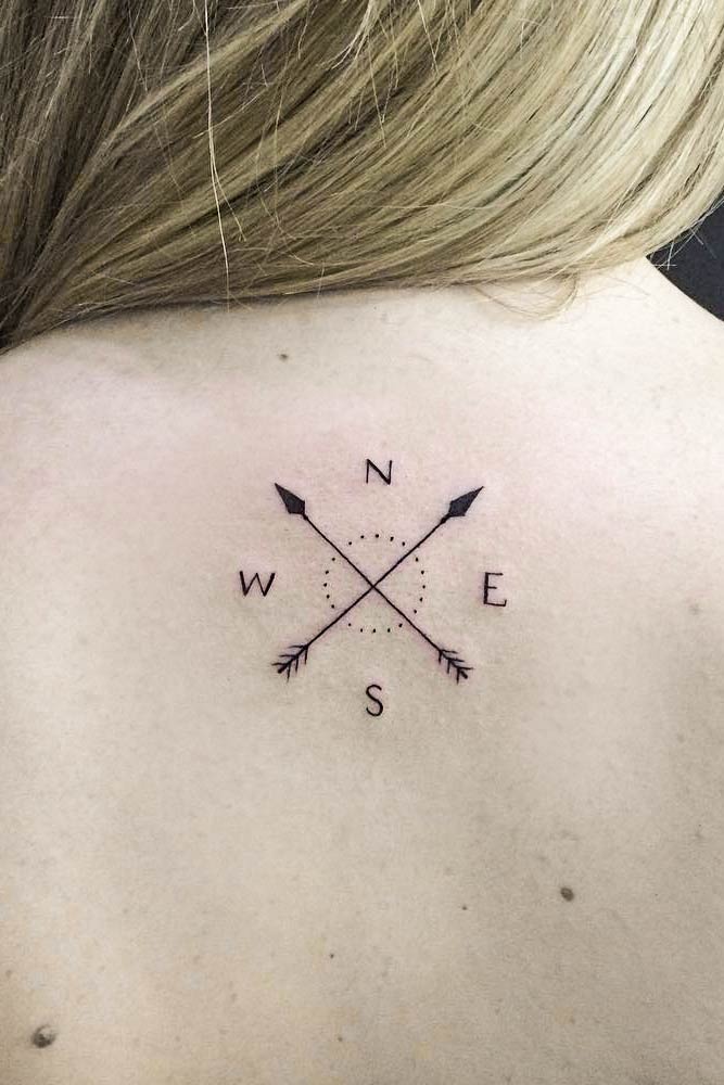 Arrow Compass Tattoo #arrowcompasstattoo #backtattoo #arrowtattoo