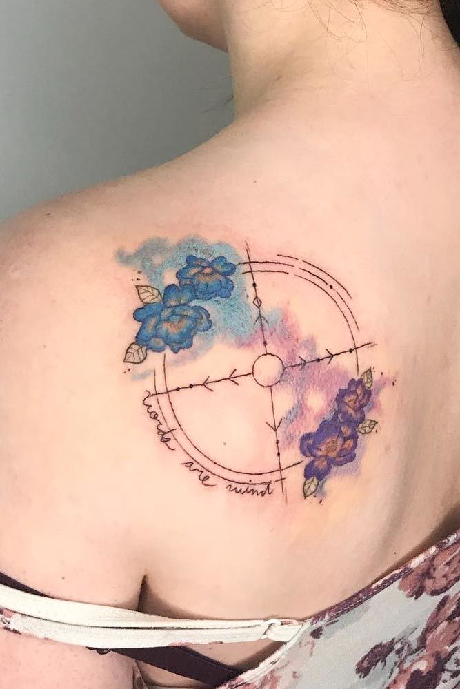 Compass Tattoo With Flowers #flowerstattoo