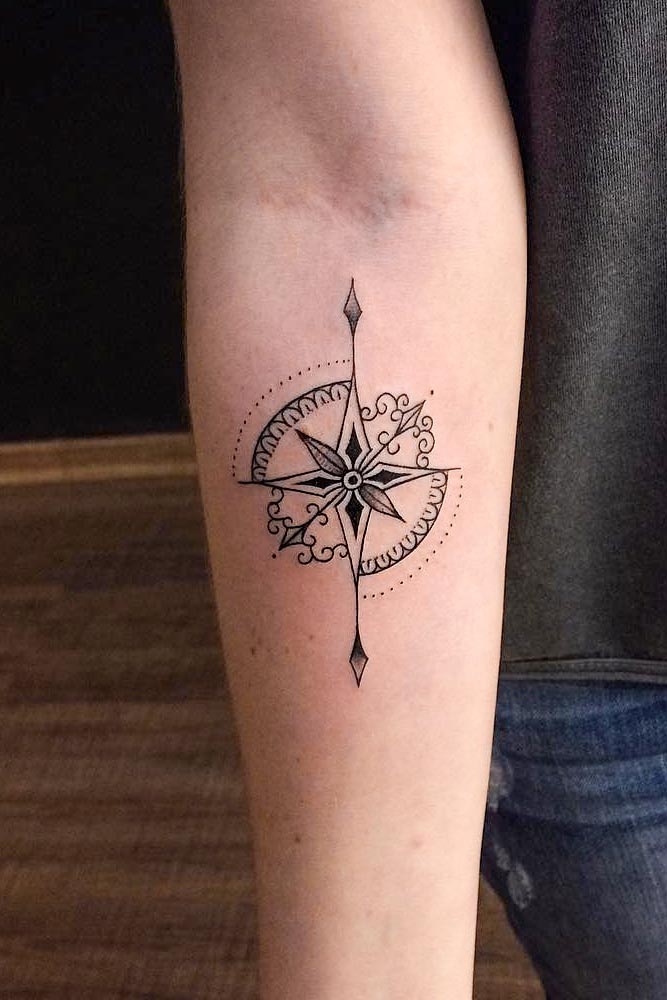 Simple Compass Tattoo Design #ornamentaltattoo