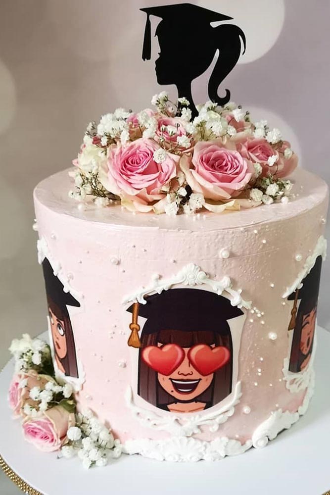 Funny Pink Cake Design With Edible Bitmoji For Girl #funnycakedecor