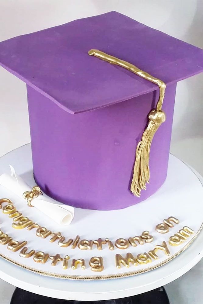 Purple Graduation Cap Cake #simplecake #purplehatcake